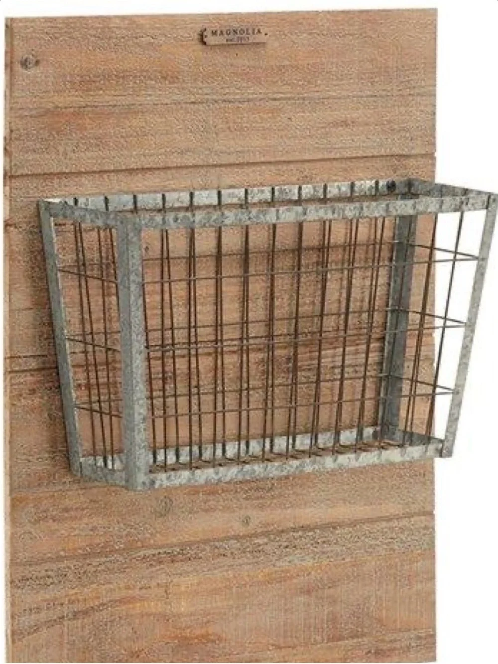 Magnolia Rustic Wall-Mounted Wire Basket Shelf